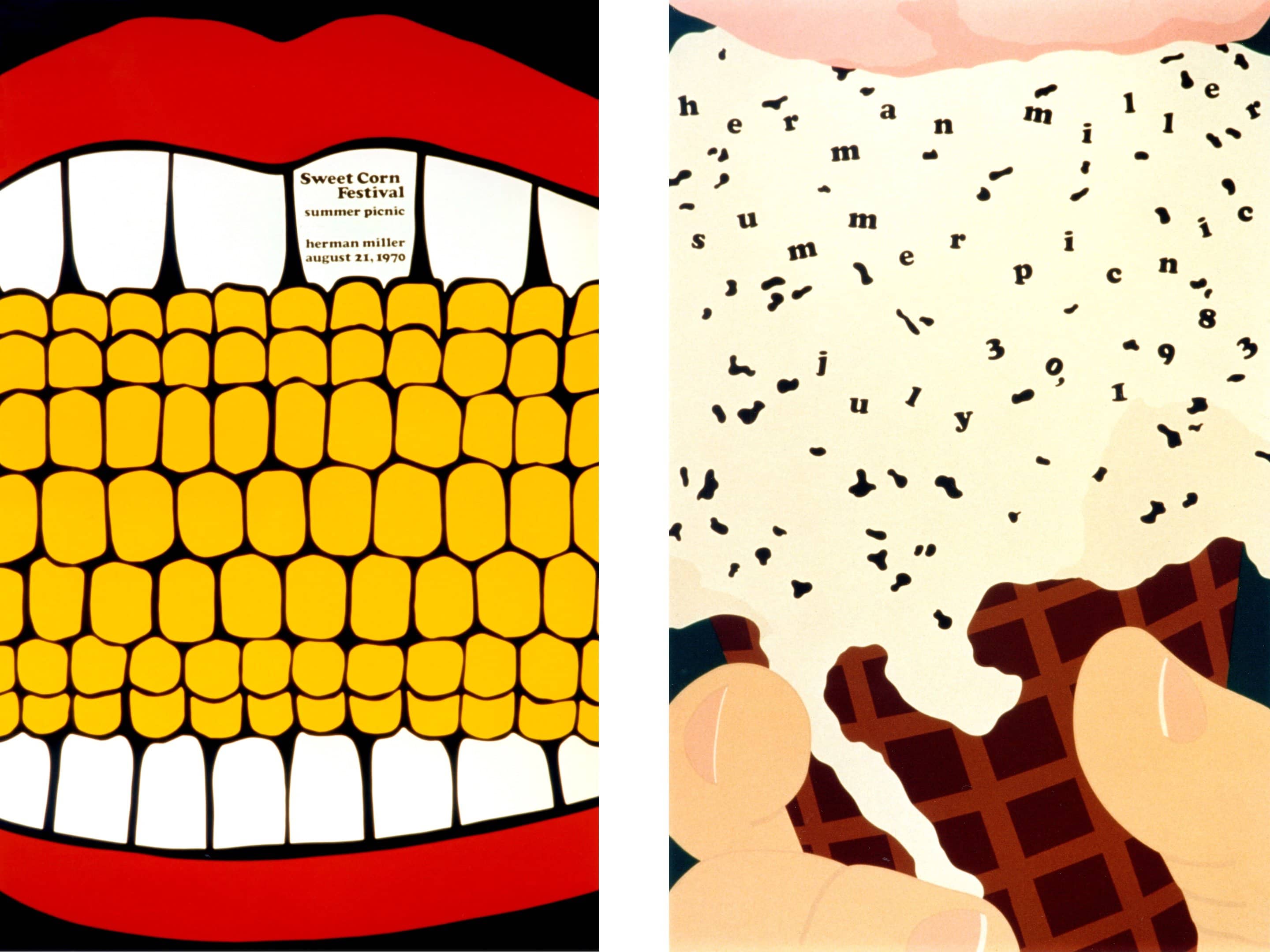 LEFT: 1970 Sweet Corn Poster RIGHT: 1983 Ice Cream Cone Poster